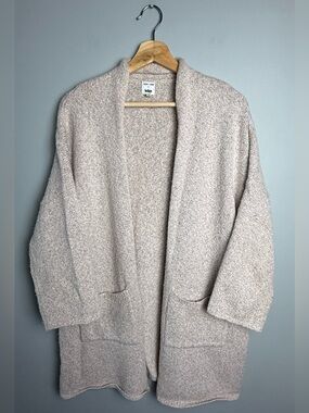 Indigo Bouclé Open-Front Cardigan Sweater - Light Beige